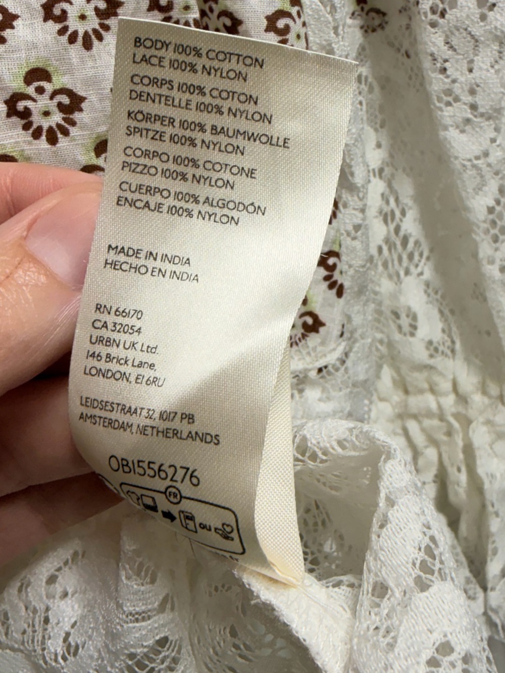 Anthropologie 100% Cotton Brown/White Victorian Sheer Lace Blouse Top Large - Picture 7 of 9